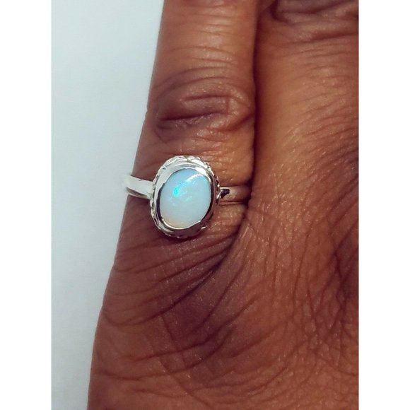 Sterling silver and Australian Opal crystal ring handmade floral design - Picture 8 of 12